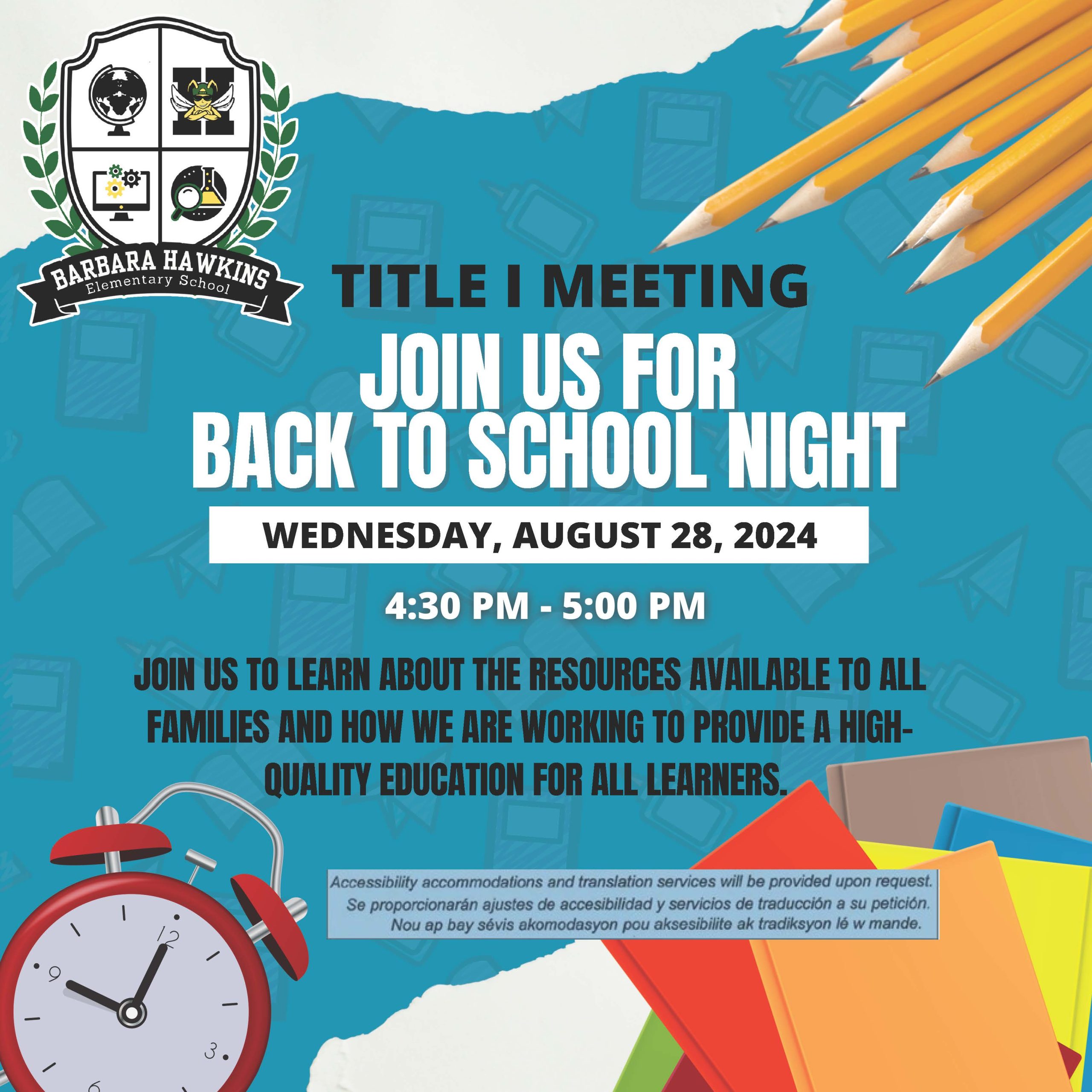 Title I Meeting - Back to School Night